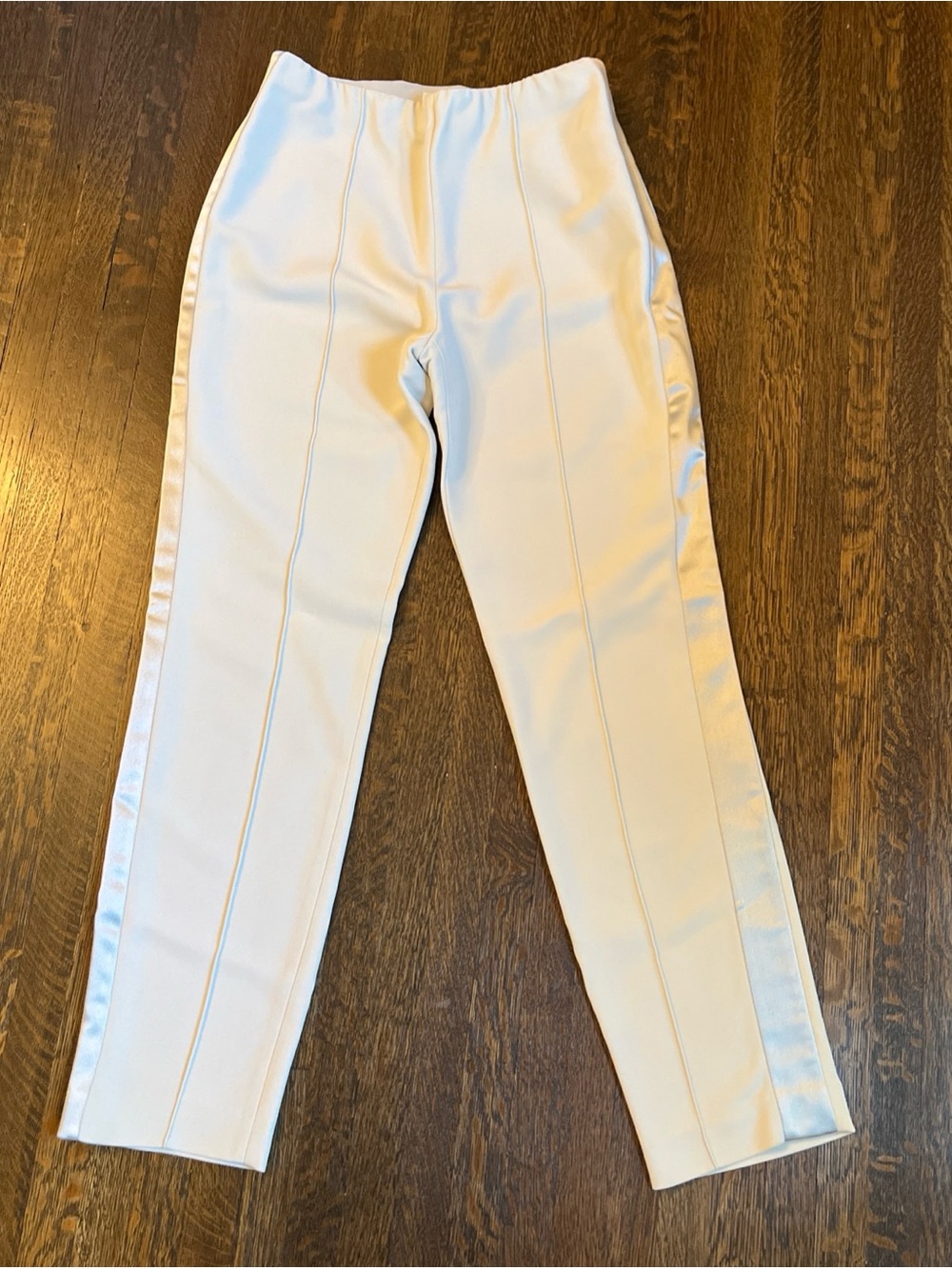 Rosetta Getty Cropped Skinny Tuxedo Pants, Ivory, Size 4
